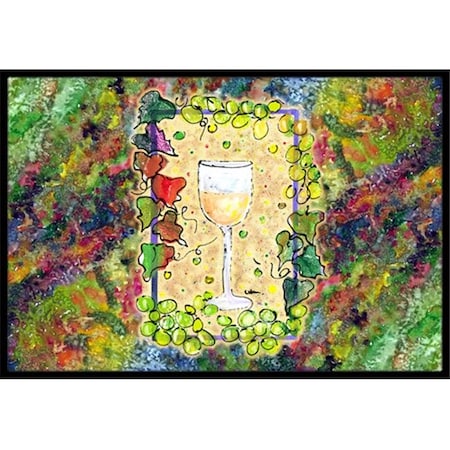 Carolines Treasures Carolines Treasures 8617MAT 18 x 27 in. White Wine Glass And Grapes Indoor Or Outdoor Mat 8617MAT